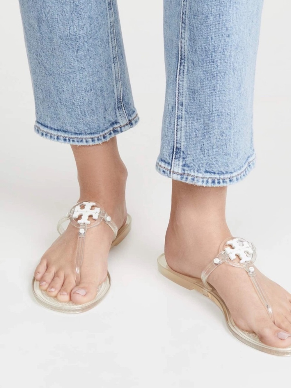Tory Burch Mini Miller Clear White Jelly Thong Sandals Size 9 - Picture 2 of 9